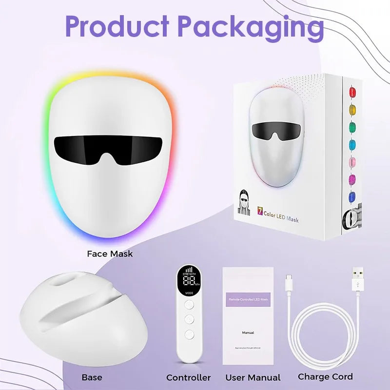 7 Color Light Facial Led Mask Red Light Therapy 80 Beads Face Photon Light Skin Rejuvenation Anti Wrinkle Anti Acne Beauty care