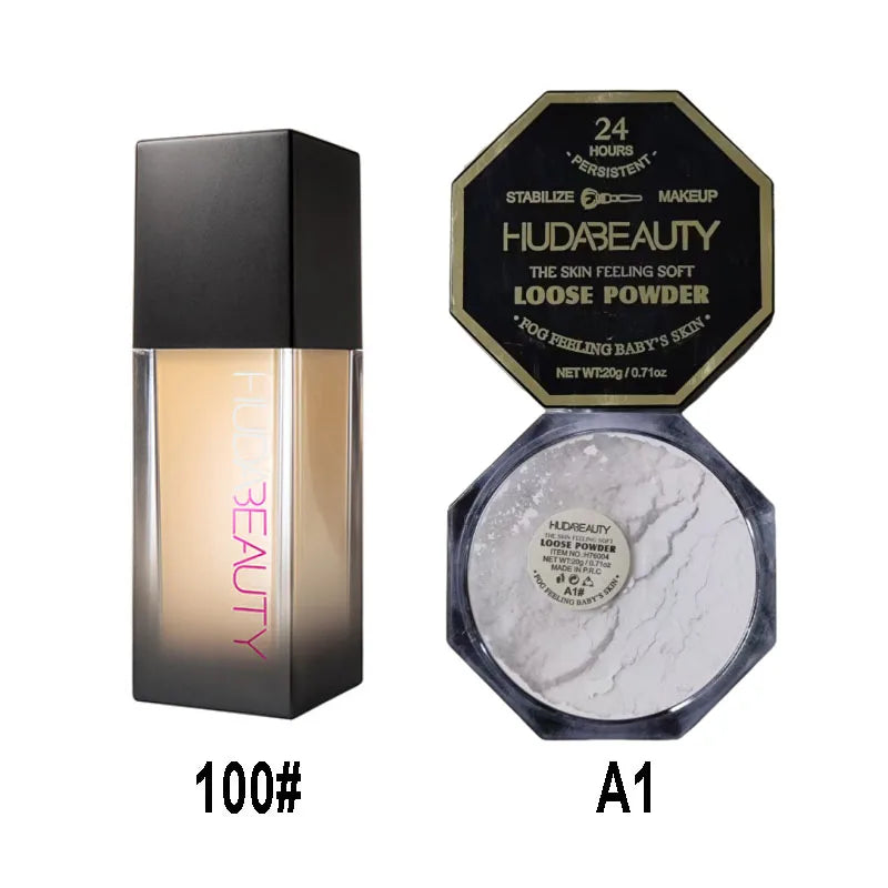 4-color Loose Powder Huda Setting Matte Powder Foundation Set Oil-control Skin Natural Makeup Face Concealer Stabilize Cosmetics