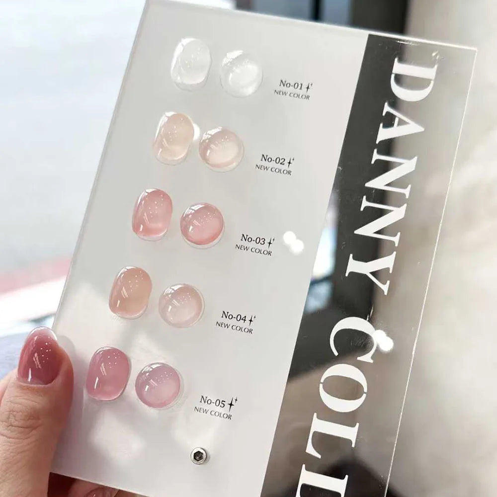 5pcs Skin Nude Color Pink Jelly Quick Building Gel Nail Polish Kit Semi Transparent UV Soak Off Gel Lacquer Finger Extension