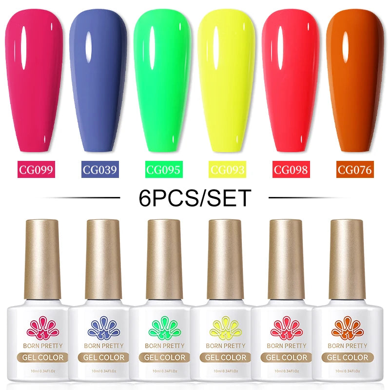 BORN PRETTY 6PCS Gel Polish Set 9D Polaris Cat Magnetic Soak Off UV LED Polish DIY Nail Art Manicure Varnish Base Top Coat