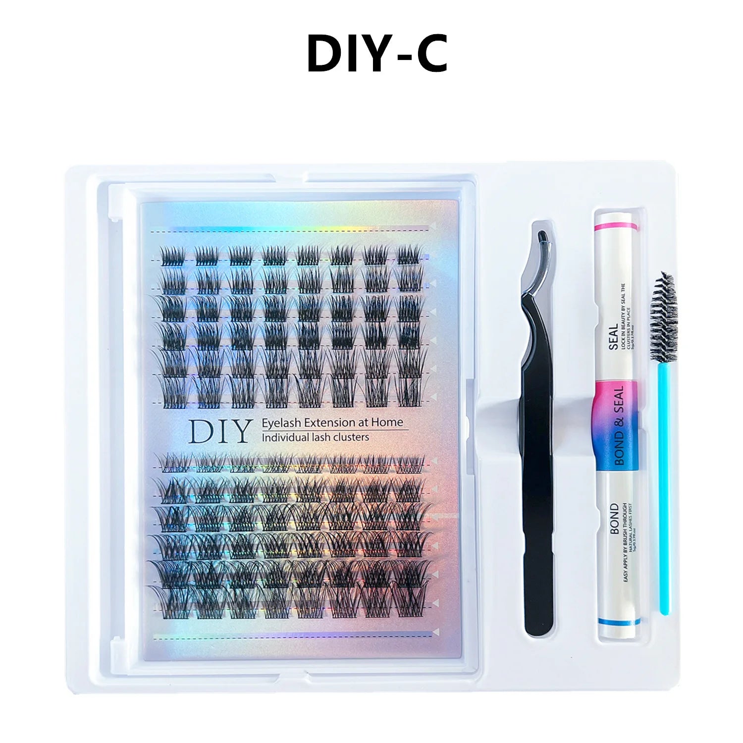 DIY 280 Cluster False Eyelash Extensions Kit Natural Soft Segmented Self grafting Lashes Bond and Seal Glue Brush Makeup Tools