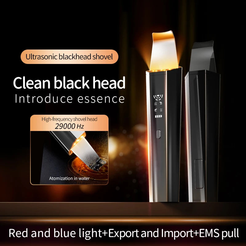 Ultrasonic Skin Scrubber - Rechargeable Blackhead Remover & Pore Cleanser, Portable Facial Cleansing Device for Acne Prone Skin