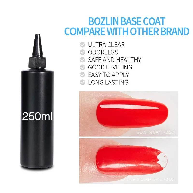 BOZLIN 1KG Super Shinny Top Coat UV Base Gel Polish Matte Top Coat Reinforce Gel Long Lasting Shinning Soak Off Nail Art Varnish