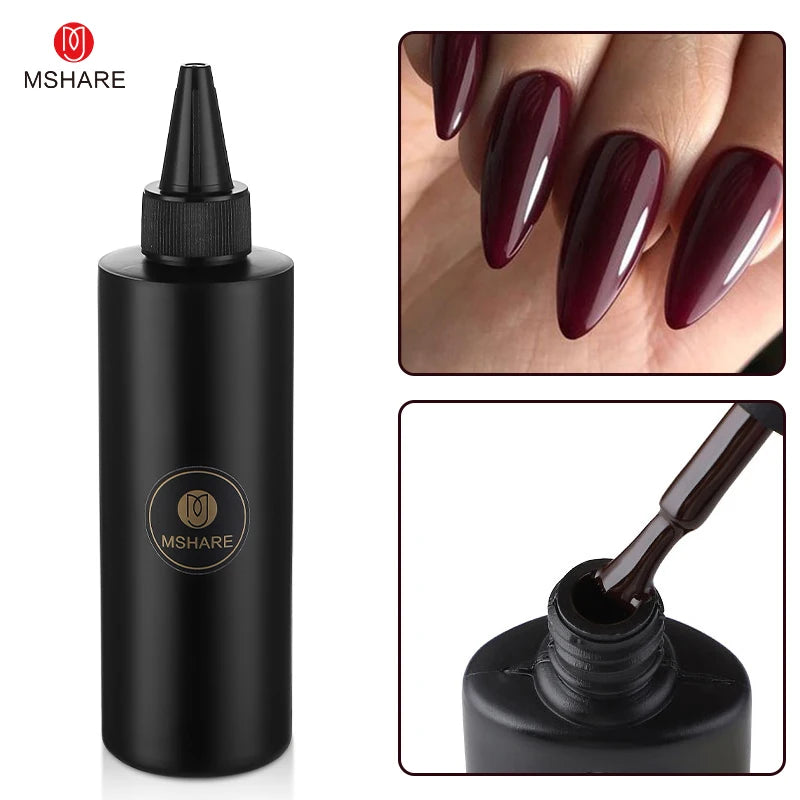 MSHARE 250ml Black White Nail Color Colour Milky White Gel Polish Semi Permanent Varnish Soak Off UV LED Nails