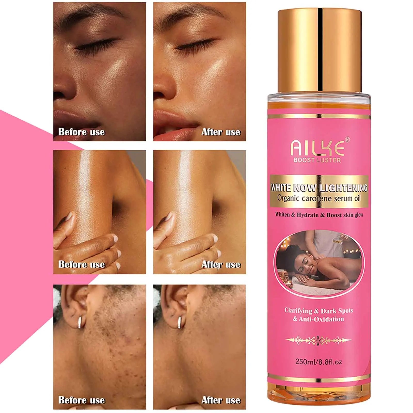 AILKE AHA Organic Skin Glowing Set, Whitening Lotion, Reduce Dark Spots, Acne, Cleaning, Moisturizing, for All Skin Types