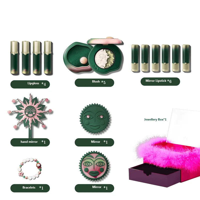 Girlcult Peach Makeup Set Collection Lipstick Blush Lipgloss Mirror ALL IN Gift Box 20pcs Make Up Kit For Women