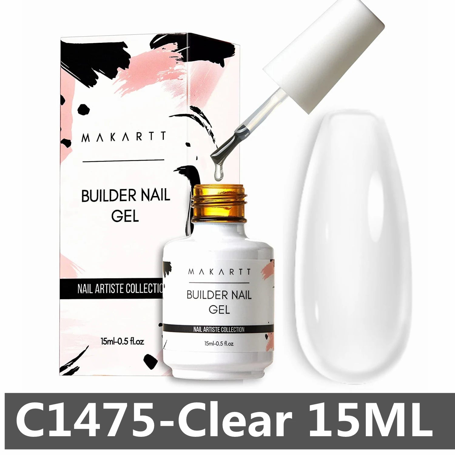 Makartt Builder Nail Gel 15ml 5 in 1 Multifunctional Clear Gel Nail Polish Base Coat Nail Strengthener Gel Nail Extension