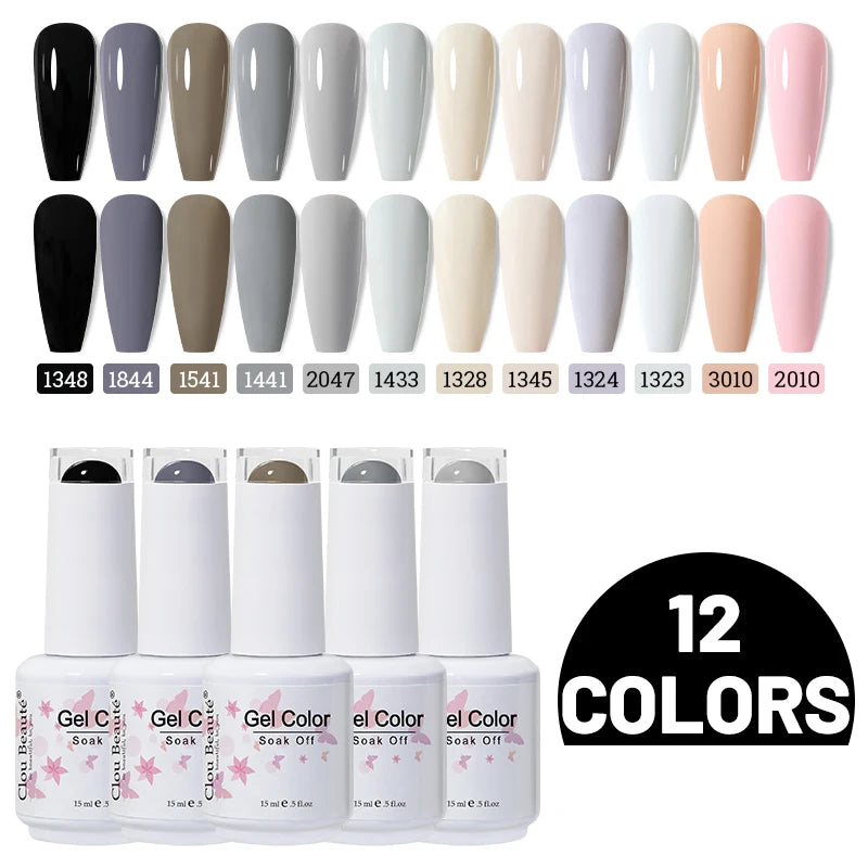 Clou Beaute 10/12/20/24pcs Gel Nail Polish Set Color 15ml White Glass Bottle Nail Art Kit Semi Permanent Gellack Nail Varnish