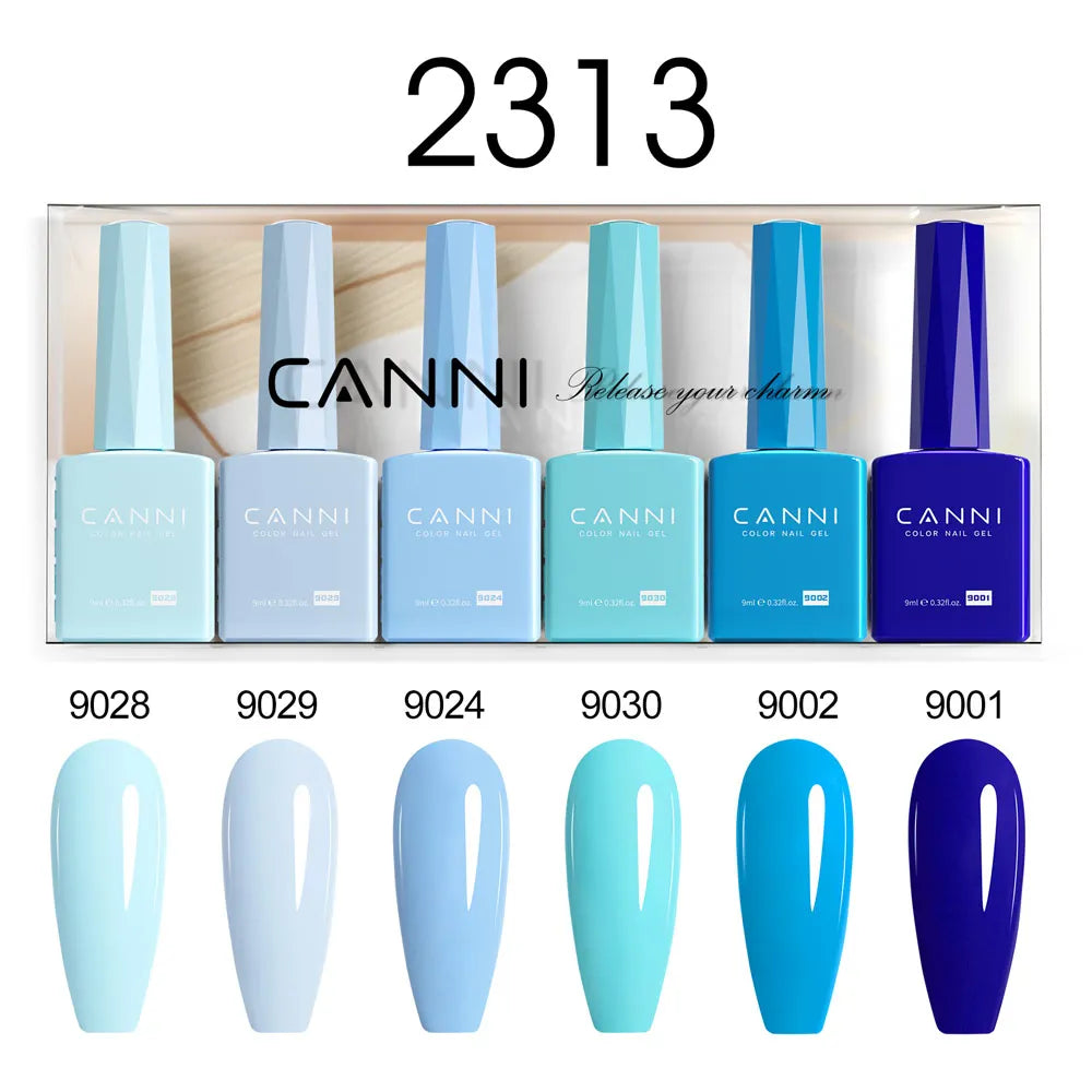 HEMA FREE CANNI Color Nail Gel Polish Kit Pink Blue Collection Semi Permanent Nail Manicure Soak Off UV LED Gel Set 6pcs*9ml