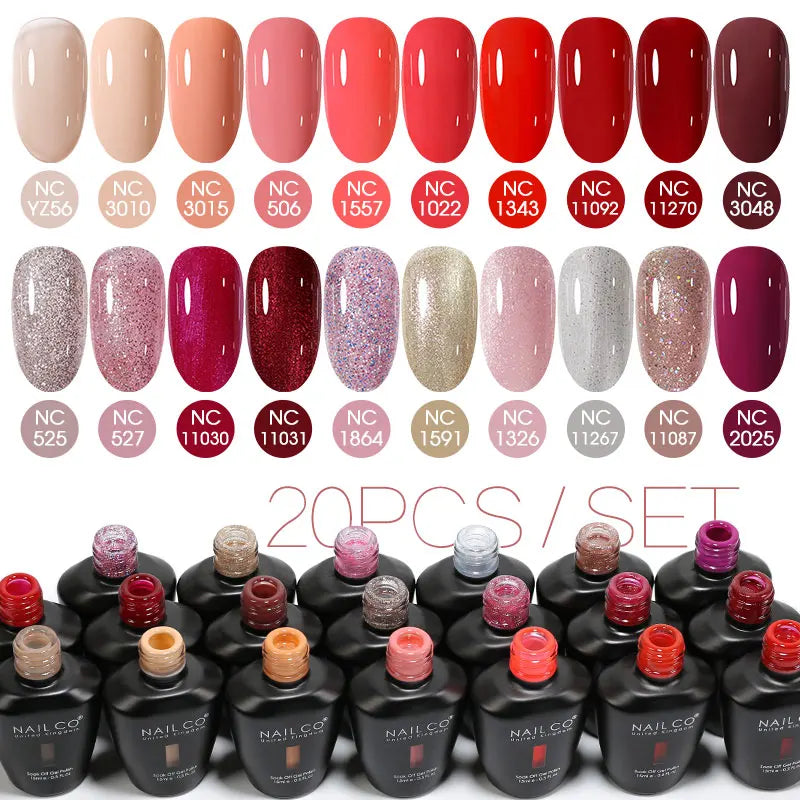 NAILCO 20/30Pcs Fluorescent Color Gel Nail Polish Set Semi Permanent UV LED Varnish Nail Art Design Soak Off Nail Gel Set 15ml