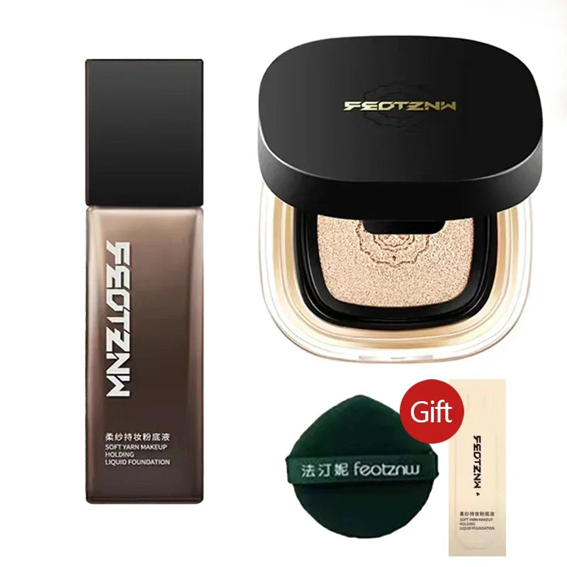 New Feotznw Soft Yarn Makeup Holding Liquid Foundation Matte Concealer Waterproof Moisturizing Air Cushion Facial Cosmetics