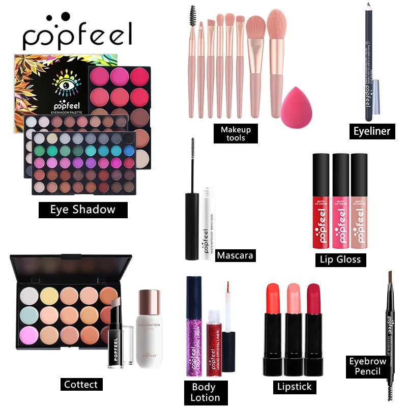 Best-Selling Popfeel Makeup Kit Full Set All in One Eyeshadow Eyeliner Lipstick Foundation Luxe Sets Gifts for Women Cosmetics