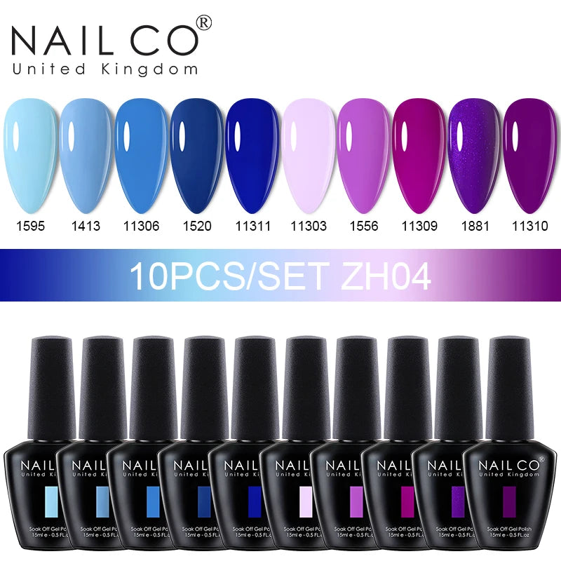 NAILCO 10Pcs 15ml Gel Nail Polish Set Hybrid Varnishes Nails Art Manicure Gel Polish Set Vernis Semi Permanent UV Gel Glue kit