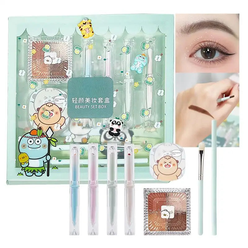 girl Makeup kit All-in-One Makeup Kit Gift Set Face Makeup Kit lipstick,eyebrow pencil,Eye shadow brush, eye shadow,Solid balm
