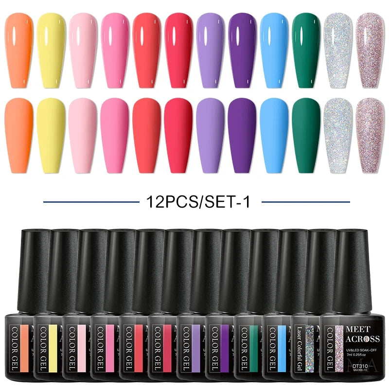 10-12Pcs/set Thermal Gel Nail Polish Set 3 Layers Color Change Nails Semi Permanent Gel Nail Polish For Manicure nail supplies