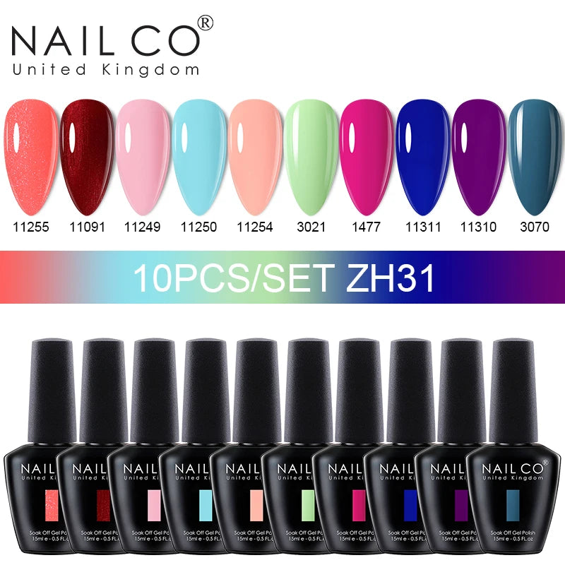 NAILCO 10PCS Set Jelly Color Macarone Gel Polish Set Gel Nail Art All For Manicure Semi-Permanent Varnish Hybrid Design Gel Kit