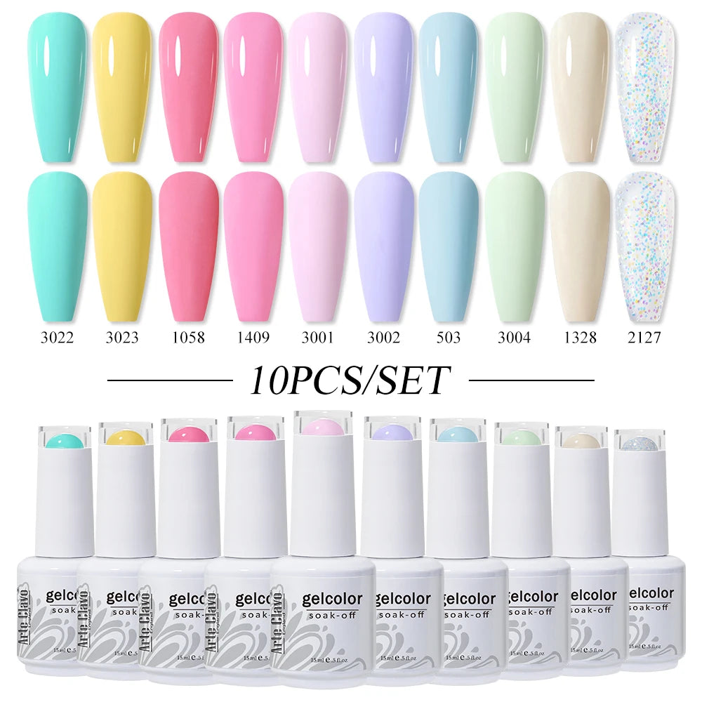 Arte Clavo 10/12/20pcs Gel Nail Polish Set 116 Colors Manicure Semi Permanent Soak Off UV  LED Design Nail Art Gel Varnish Kit