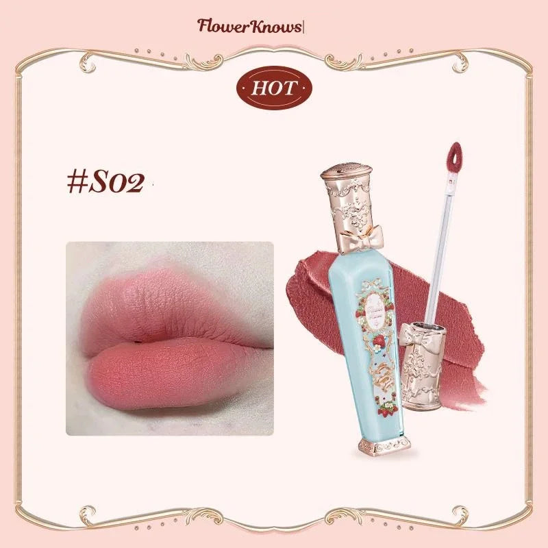 Flower Know Strawberry Rococo Cloud Liquid Lipstick Cream Lip Glaze Matte Milk Tea korean Makeup Long Lasting Lipgloss