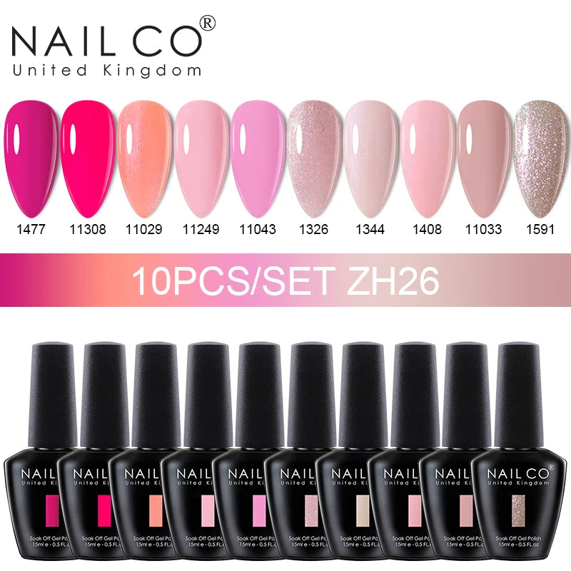 NAILCO 10Pcs 15ml Gel Nail Polish Set Hybrid Varnishes Nails Art Manicure Gel Polish Set Vernis Semi Permanent UV Gel Glue kit