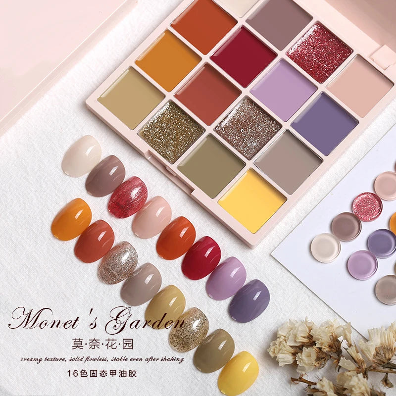 Korean Solid Nail Gel Palette Mud Painting Shinng Glitter Sequin For Nail Art Design Semi Permanent Soak Off UV Gel Varnish