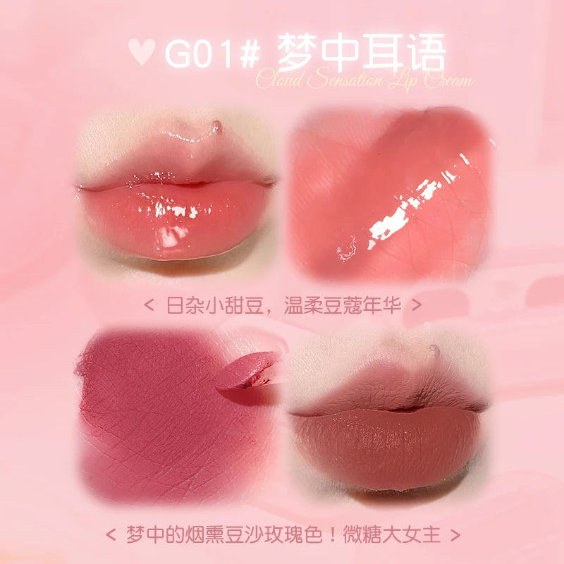 GOGO TALES Double Lip Gloss Mirror Finish Nude Color Korean Lipstick Matte Non-Sticky Lip Mud Long-Lasting Vegan Makeup