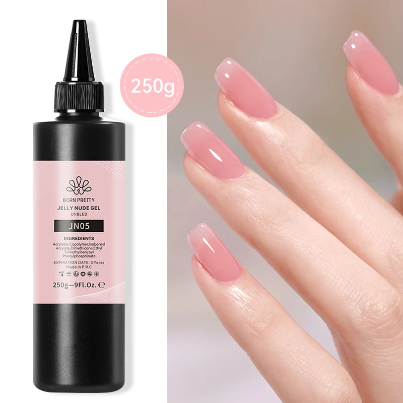 250g BORN PRETTY Milky White Jelly Gel Nude Pink Transparent Semi Permanent Gel Nail Polish Manicure Soak Off UV LED Gel Varnish
