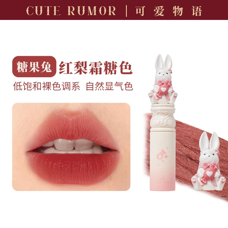 Cute Rumor Lip Mud Rabbit Lip Glazed Peach Naked Color Korean Makeup Matte Lipstick Gifts to Girlfriend Vegan Cosmetics