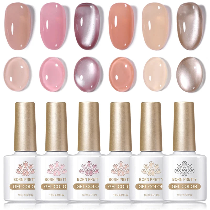 BORN PRETTY 6PCS Gel Polish Set 9D Polaris Cat Magnetic Soak Off UV LED Polish DIY Nail Art Manicure Varnish Base Top Coat