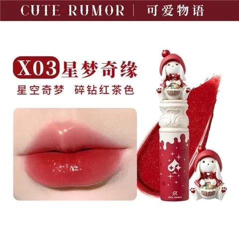 CUTE RUMOR Lip Mud Christmas Little Red Riding Hood Rabbit Lipstick Velvet Mist Matte Fine Sparkling Shimmer Lipgloss