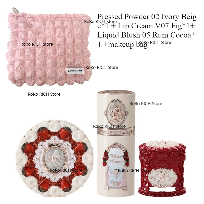 Makeup Set Flower Knows Swan Ballet Series Six Color Eyeshadow Palette Embossed Blusher Shine Lipstick Kit Maquiagem With Bag