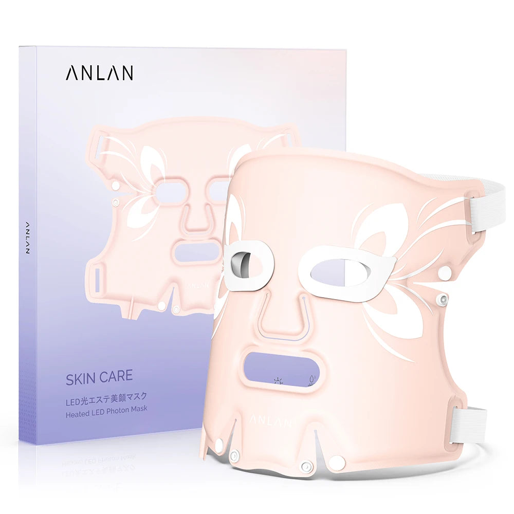 ANLAN Facial LED Mask 5 Color LED Therapy Silicone Waterproof Anti Aging Rejuvenation Brighten Skin NEW Soft Photon Heating Mask