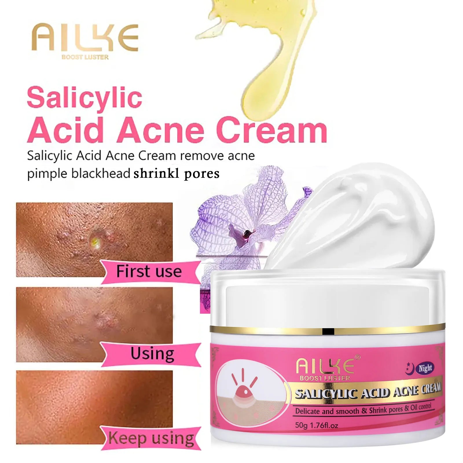 AILKE AHA Organic Skin Glowing Set, Whitening Lotion, Reduce Dark Spots, Acne, Cleaning, Moisturizing, for All Skin Types
