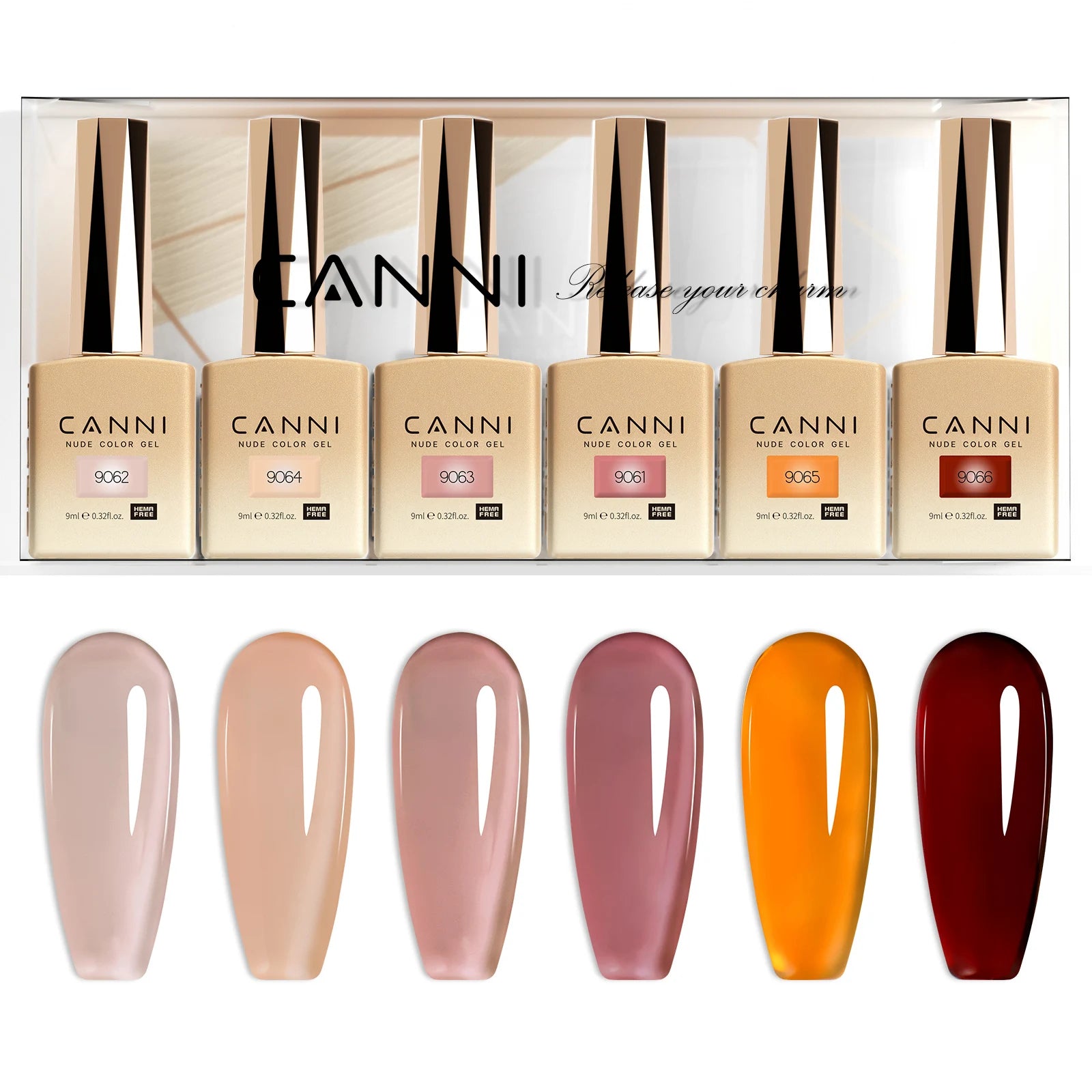 CANNI HEMA FREE 9ml Nail Gel Polish Kit Great Coverage Color Gel Set Nail Manicure Soak Off UV LED Christmas Red Gift Gel Nail