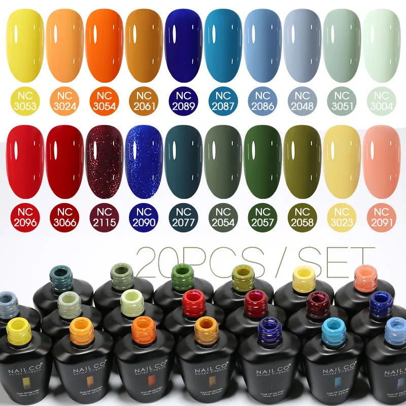 NAILCO 20/30Pcs Fluorescent Color Gel Nail Polish Set Semi Permanent UV LED Varnish Nail Art Design Soak Off Nail Gel Set 15ml