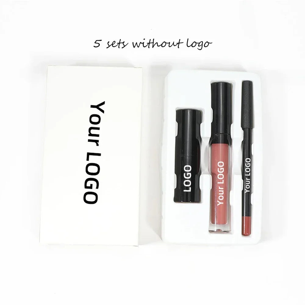 Private Label 10colors Waterproof Lipstick&lipgloss&lipliner Kit Long Lasting Sexy Easy To Apply Non Stick Cup Lipgloss Set Bulk