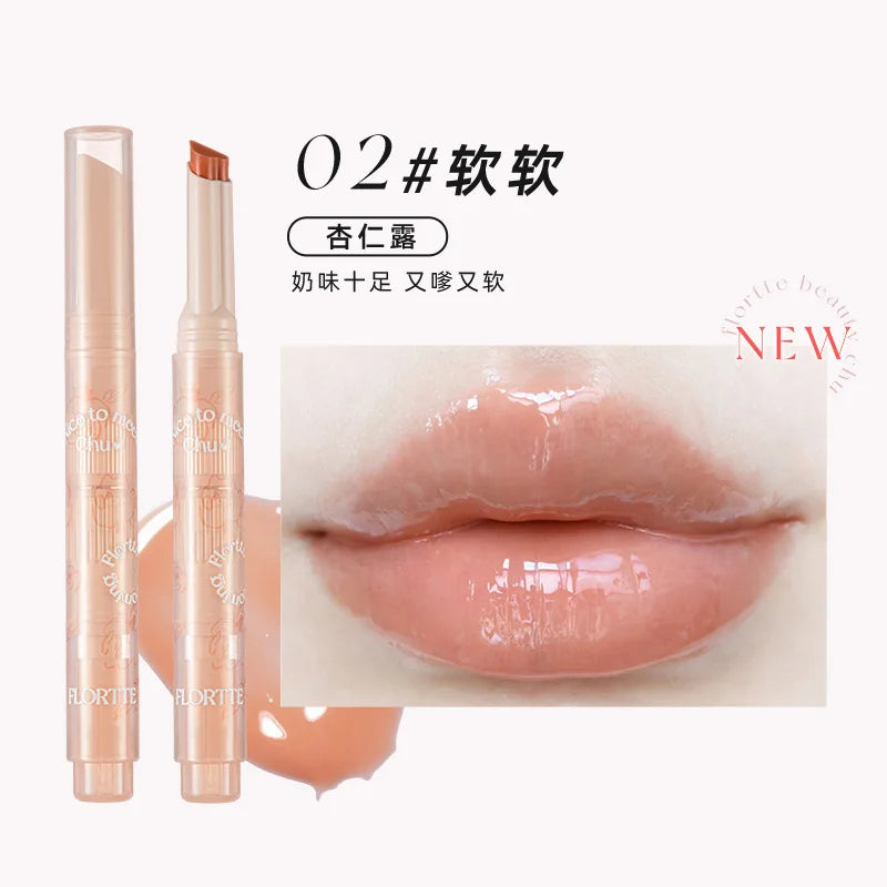 FLORTTE First Kiss Love Lipstick Pencil Lip Balm Mirror Shine Lip Glaze Lip Stick Korean Makeup Lipgloss
