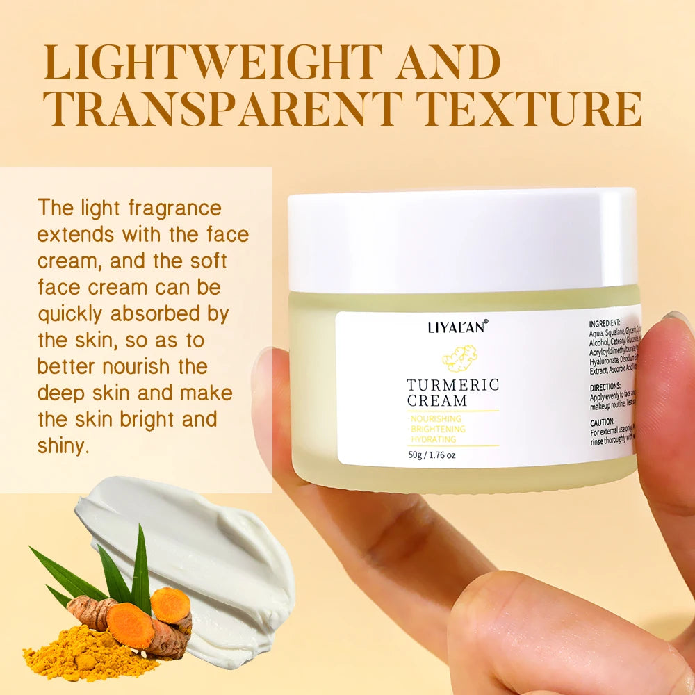 Turmeric Face Cream Lighten Dark Spots Blemished Skin Brighten Antioxidant Hydrated Repair Smooth Skin Facial Skin Care Lotion