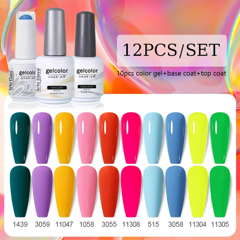 Arte Clavo 10/12/20pcs Gel Nail Polish Set 116 Colors Manicure Semi Permanent Soak Off UV  LED Design Nail Art Gel Varnish Kit