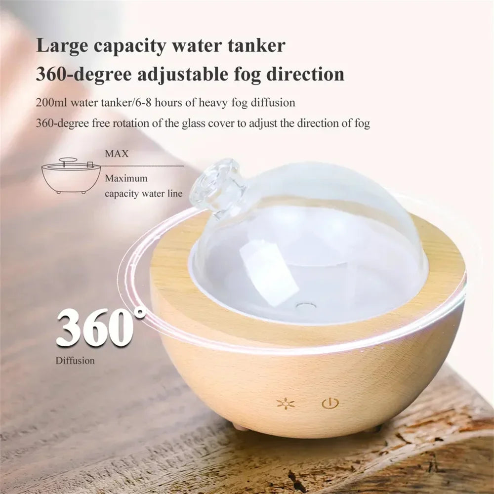 200ml Aroma Humidifier Diffuser Wood Air Purification Aromatherapy