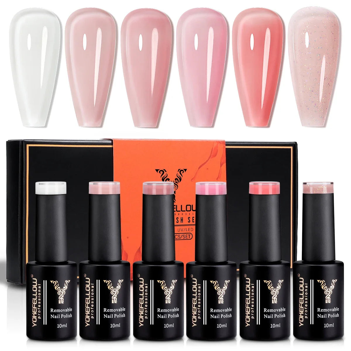 YOKEFELLOW Gel Nail Polish Set 10ml 6Pcs Green Soak Off UV LED Cure Gel Varnish for Nail Art Manicure DIY St. Patrick's Day