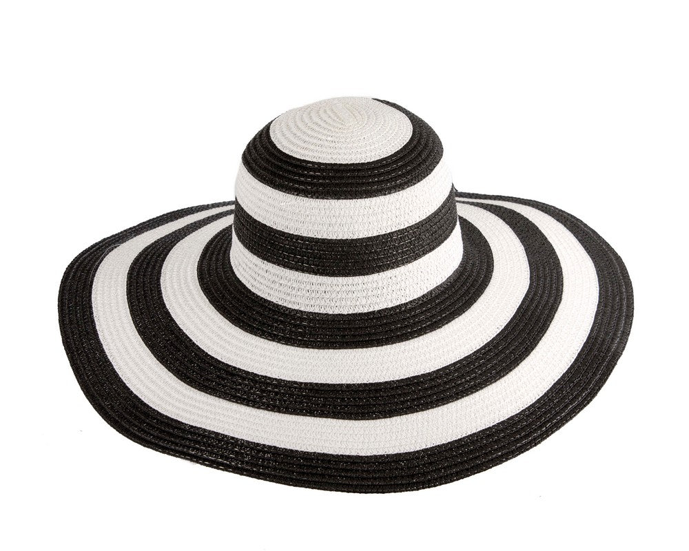 Wide-brim white and black sun beach hat-1