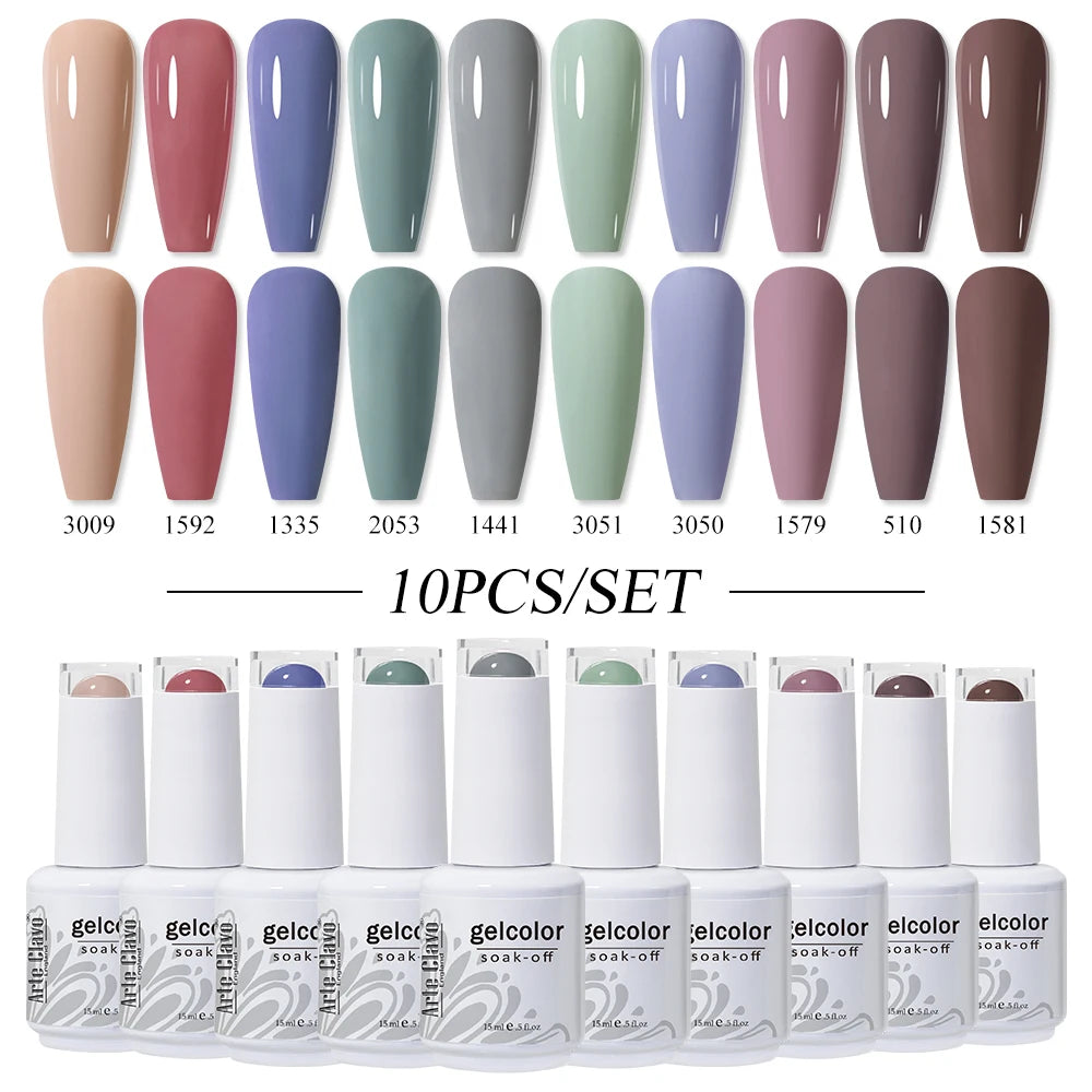 Arte Clavo 10/12/20pcs Gel Nail Polish Set 116 Colors Manicure Semi Permanent Soak Off UV  LED Design Nail Art Gel Varnish Kit