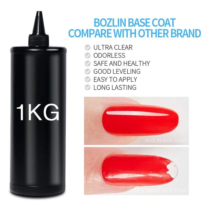 BOZLIN 1KG Super Shinny Top Coat UV Base Gel Polish Matte Top Coat Reinforce Gel Long Lasting Shinning Soak Off Nail Art Varnish