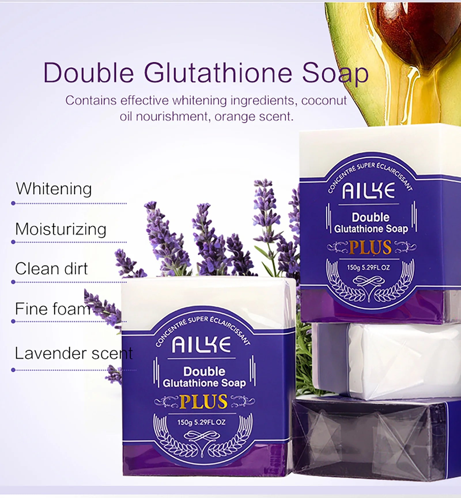 Private Label AILKE Skin Care Set Double-Glutathione Whitening Serum Dark Spot Face Cream Black Skin Soap Bleaching Body Lotion