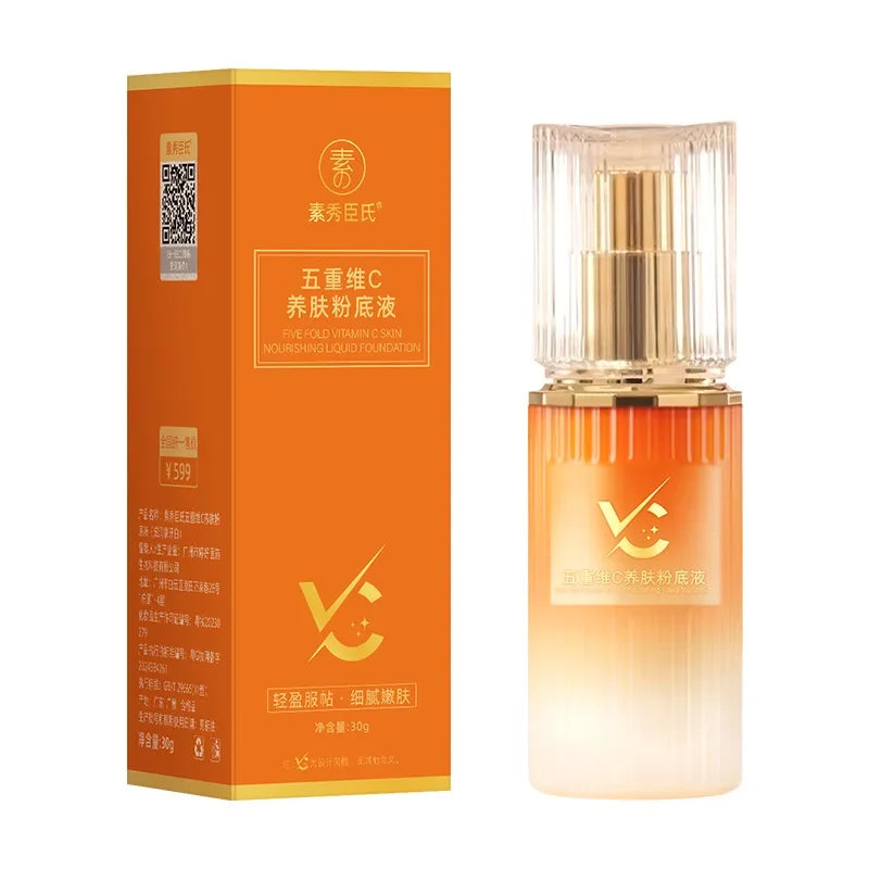 5X Vitamin C Skincare Foundation - Hydrating Oil-Control Lightweight Formula Natural Brightening Coverage Concealing,Nourishing