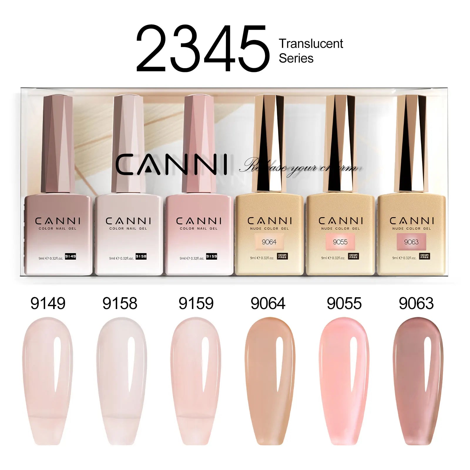 HEMA FREE CANNI Nail Gel Polish VIP Kit 9ml Galaxy Sparkle Glitter Nail Gel Kit Soak Off UV LED Gel Varnish Pigmented Paint Set