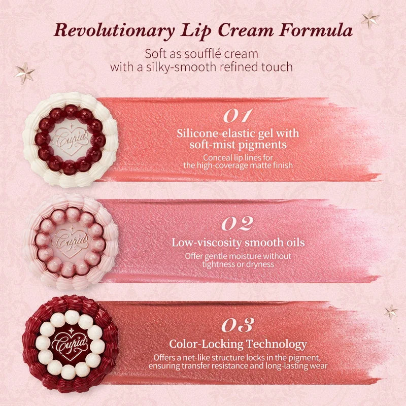 Flower Knows Strawberry Cupid Collection Cake Lip Cream 5ml Velvet Lip Tint - High Pigment Color Longwear Matte Lipstick