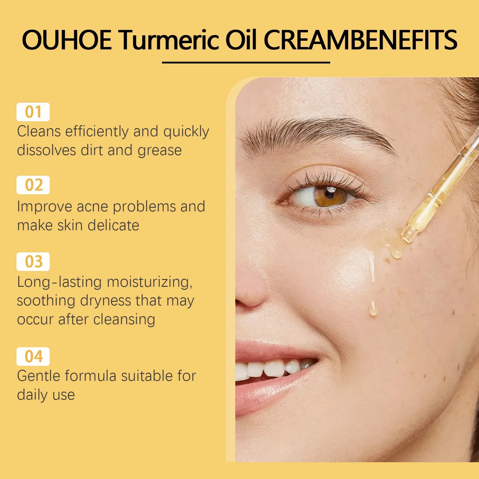 Turmeric Face Cleansing Oil Lightening Acne Remover Blackhead Oil Control Cleanser Shrink Pores Brighten Moisturizing Skin Care
