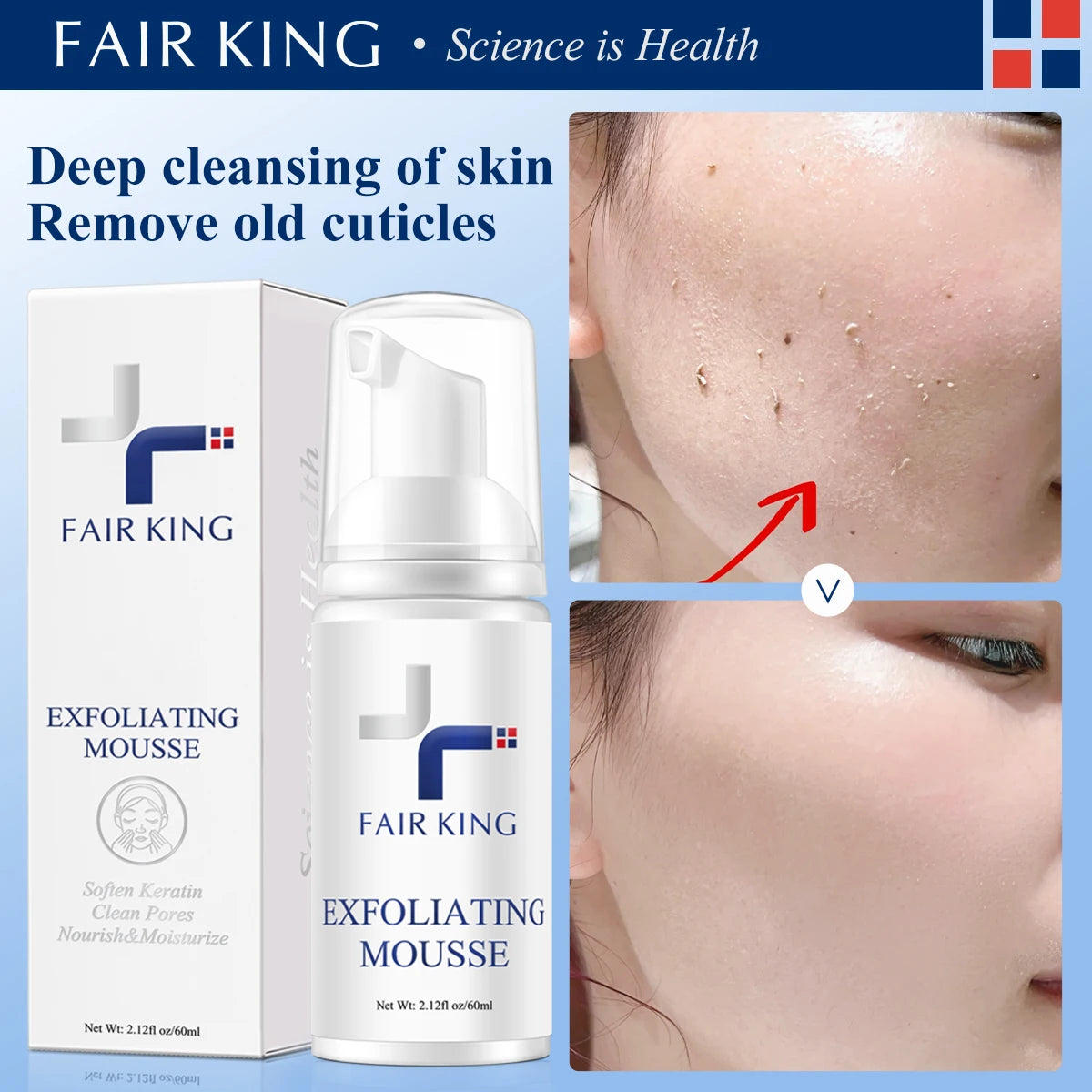 Foaming Exfoliating Mousse Deep Remove Cleaning All Skin Types Wash Face Smooth Moisturizing Skin Exfoliator Unblock Pores 60ML