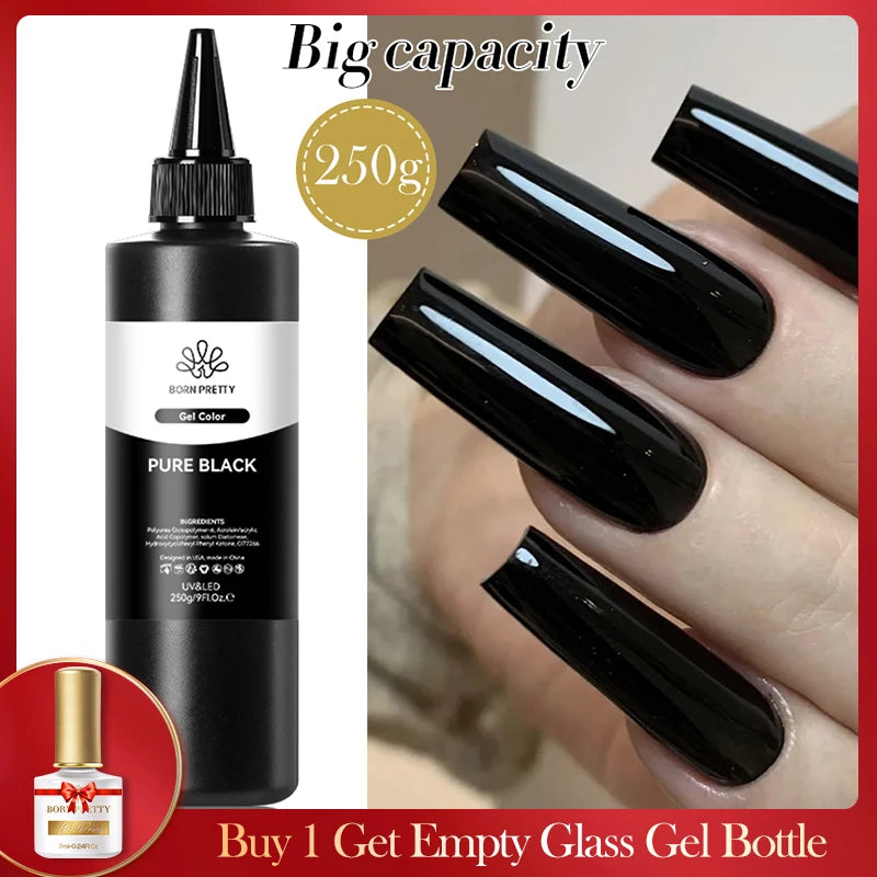 BORN PRETTY 250g Super Top Coat Base Gel Soak off UV LED Drying Long Lasting Semi Permanent Jelly Nude Pink Gel Nail Polish